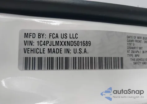 2022 Jeep Cherokee Latitude Lux Fwd z USA, uszkodzony, nr VIN 1C4PJLMXXND501689